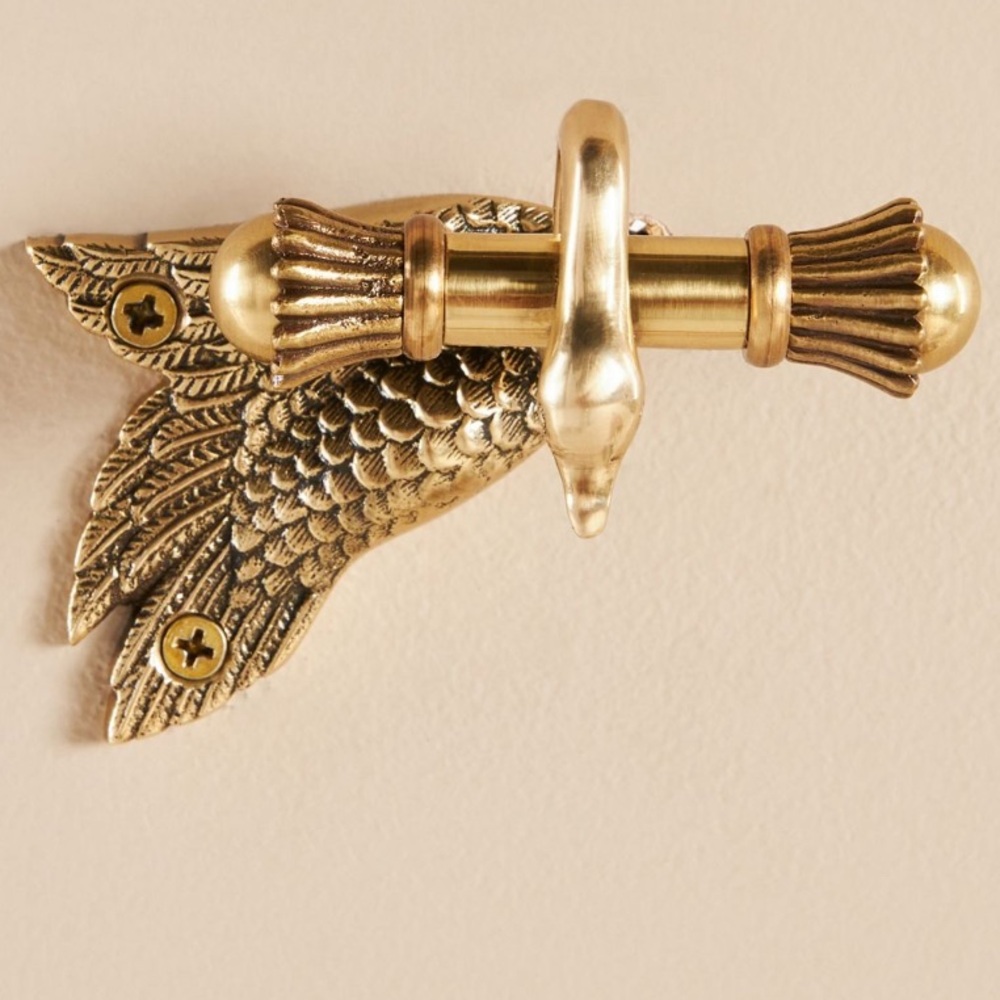 Anthropologie Brass Swan Towel Hook